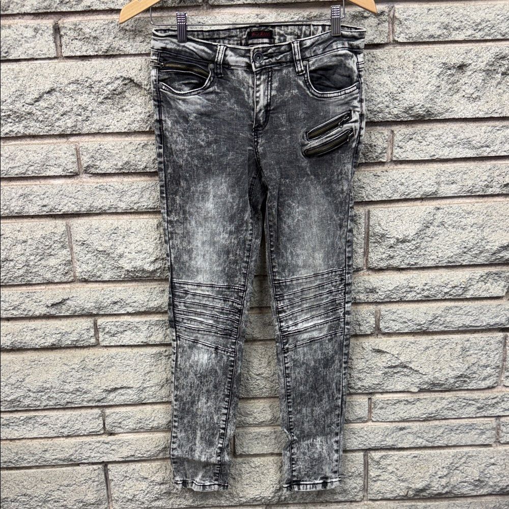 Akademiks Washed Black Skinny Moto Jeans
